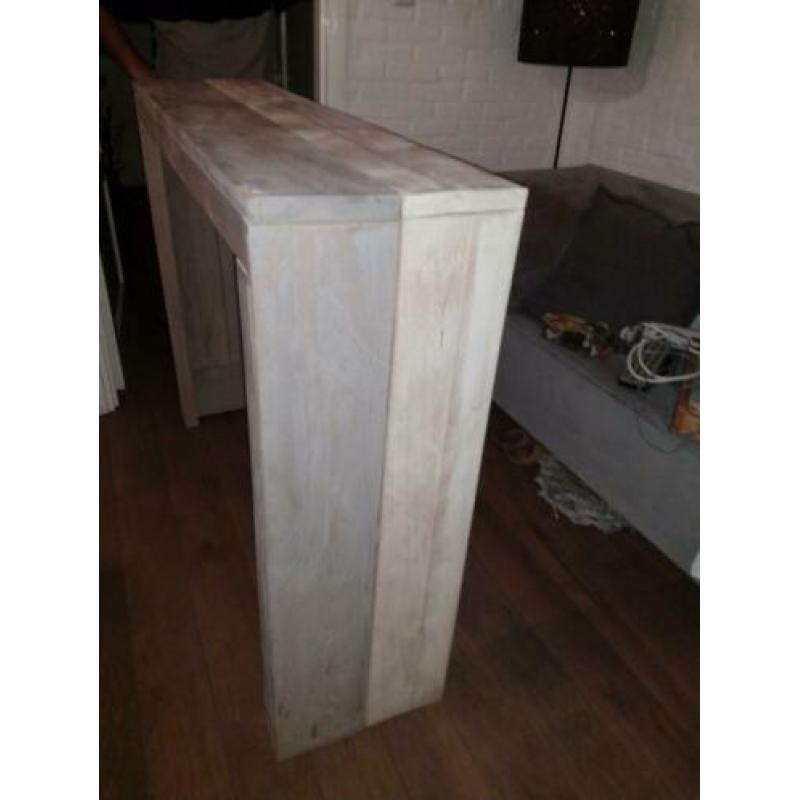 Tafel smal met kruk steigerhout