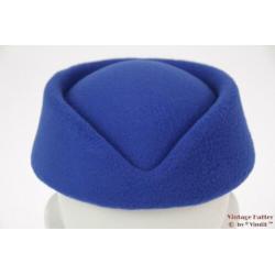 Stewardessen pillbox hoedje blauw 54-59 nieuw One size fits