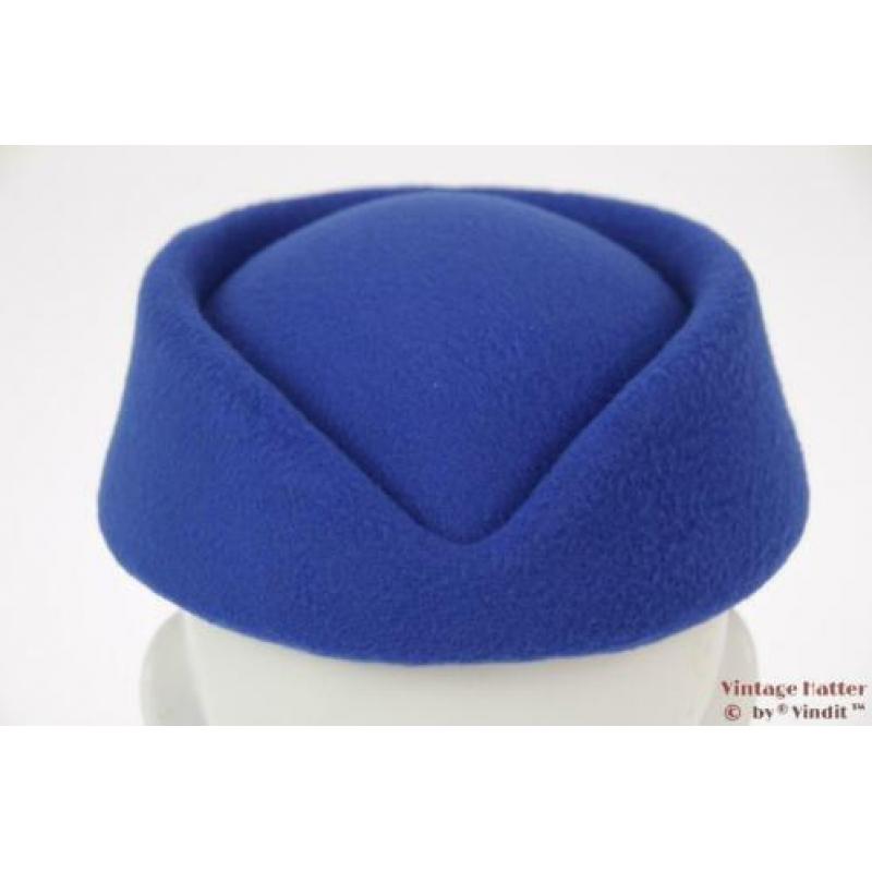 Stewardessen pillbox hoedje blauw 54-59 nieuw One size fits