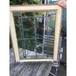 Mooi oud antiek glas in lood raam ( Code : Z )