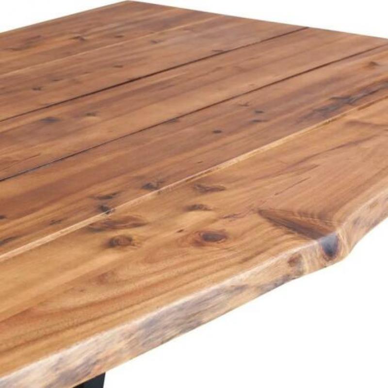 Nieuwe Eettafel 180x90cm massief acaciahout stalen U poten