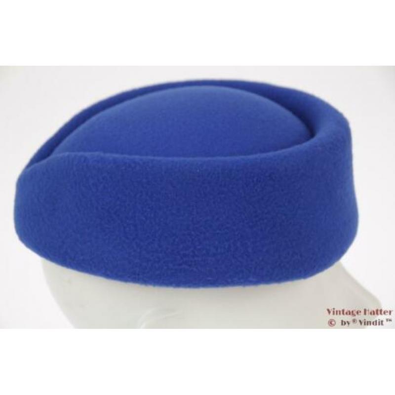 Stewardessen pillbox hoedje blauw 54-59 nieuw One size fits
