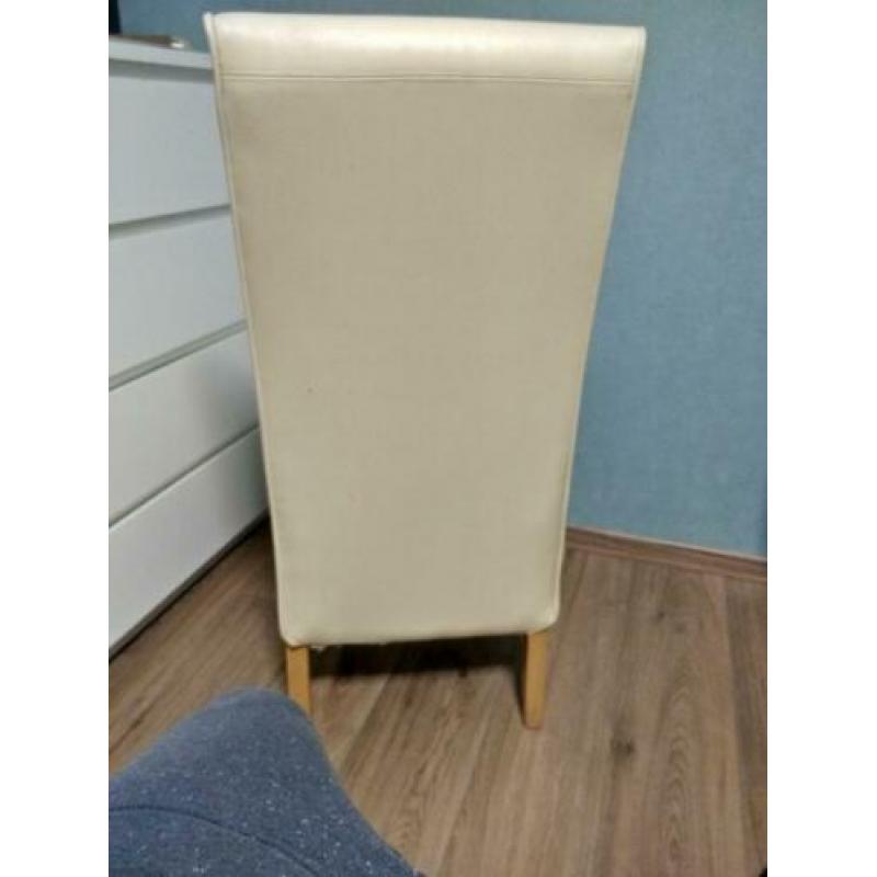 Set Van 6 witte Leren Keukenstoelen