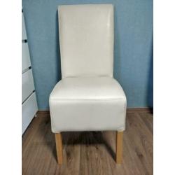 Set Van 6 witte Leren Keukenstoelen