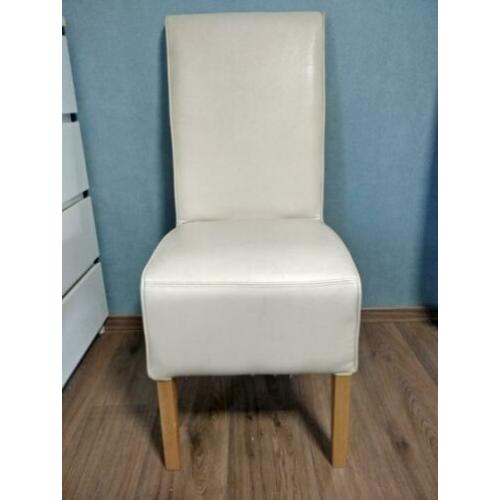 Set Van 6 witte Leren Keukenstoelen