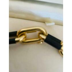 Collier geel goud en ebbenhout, 50 cm