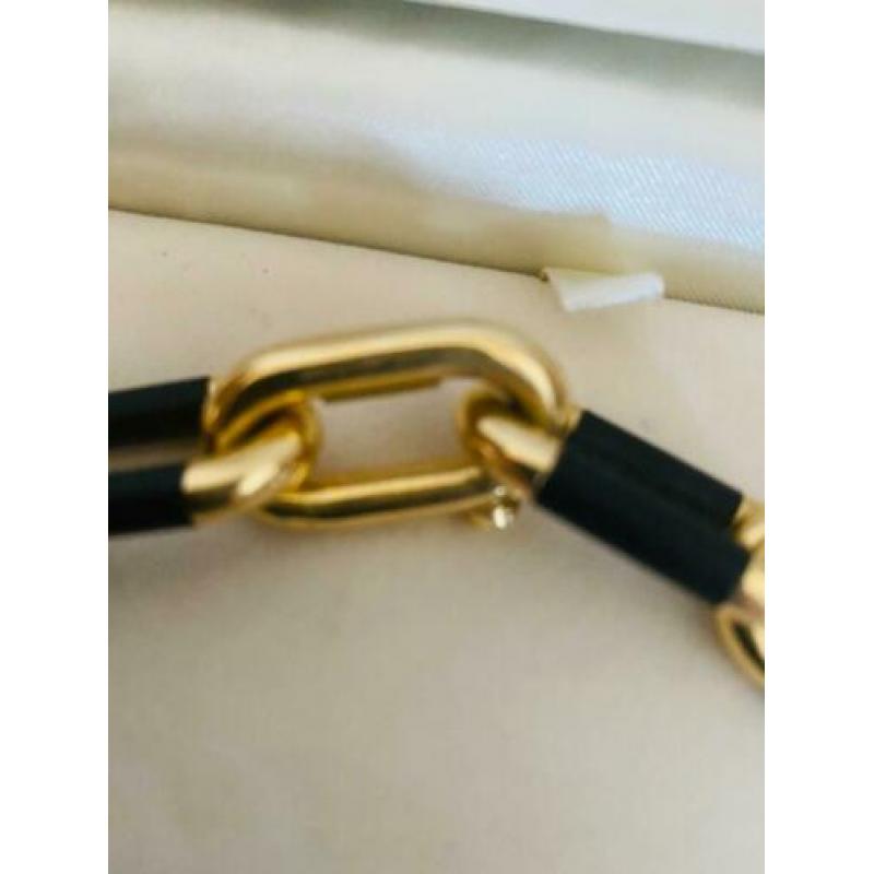 Collier geel goud en ebbenhout, 50 cm