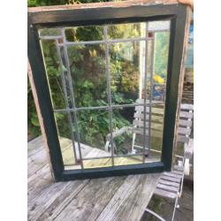 Mooi oud antiek glas in lood raam ( Code : Z )