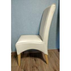 Set Van 6 witte Leren Keukenstoelen