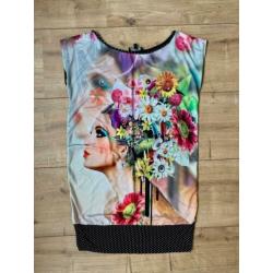 Z.g.a.n. Kleurrijk, lang shirt / top van Geisha, maat M / 38