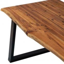 Nieuwe Eettafel 180x90cm massief acaciahout stalen U poten