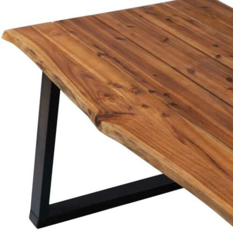 Nieuwe Eettafel 180x90cm massief acaciahout stalen U poten