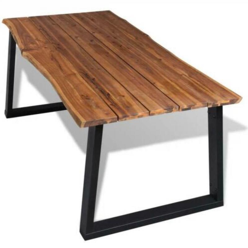 Nieuwe Eettafel 180x90cm massief acaciahout stalen U poten