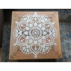 Salontafel boho opiumtafel vierkant Mandala hout