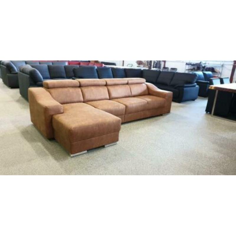n605 cognac bruin leder hoekbank