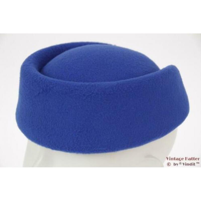 Stewardessen pillbox hoedje blauw 54-59 nieuw One size fits