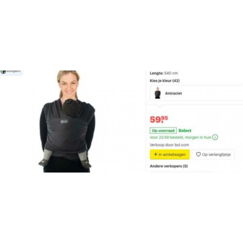 Babylonia Tricot-Slen rekbare draagdoek in originele doos!