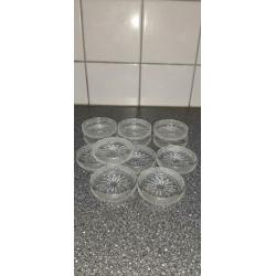 12 mooie glazen antieke ster onderzetters bakjes 7,5 cm