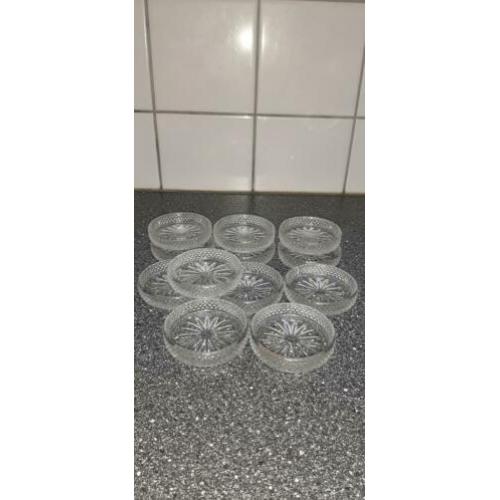 12 mooie glazen antieke ster onderzetters bakjes 7,5 cm