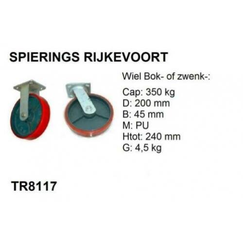 wiel zwaarlast zwenkwiel bokwiel 350kg Spierings Rijkevoort