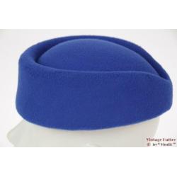Stewardessen pillbox hoedje blauw 54-59 nieuw One size fits