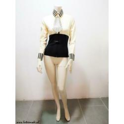 Latex blouse wit zwart sexy kinky trendy NIEUW mt. L: 84,-