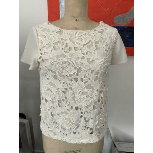 TWIN-SET Simona Barbieri top shirt ecru kant maat M