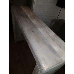 Tafel smal met kruk steigerhout