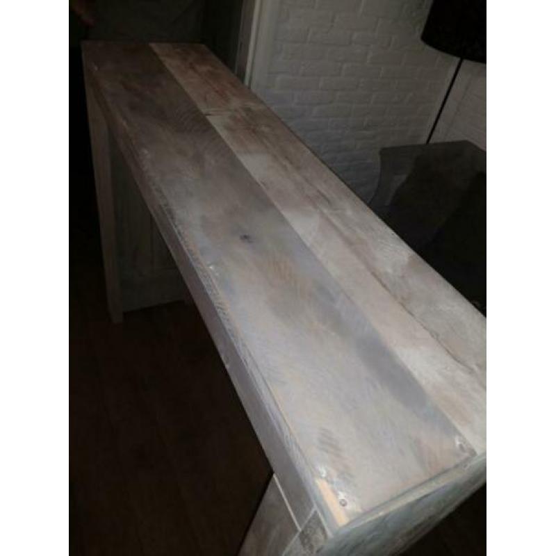Tafel smal met kruk steigerhout