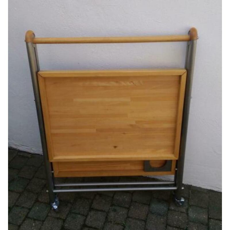 Butlertray inklapbaar, beuken met rvs In nieuwstaat!