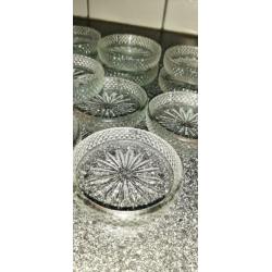 12 mooie glazen antieke ster onderzetters bakjes 7,5 cm