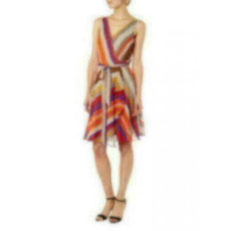 Ralph Lauren Charnika wikkeljurk met streepdessin, maat M
