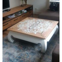 Salontafel boho opiumtafel vierkant Mandala hout