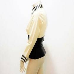 Latex blouse wit zwart sexy kinky trendy NIEUW mt. L: 84,-