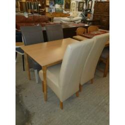 Eettafel stoelen blank leer 15 euro per stuk