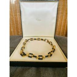 Collier geel goud en ebbenhout, 50 cm