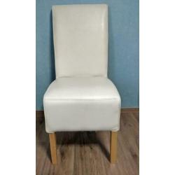Set Van 6 witte Leren Keukenstoelen