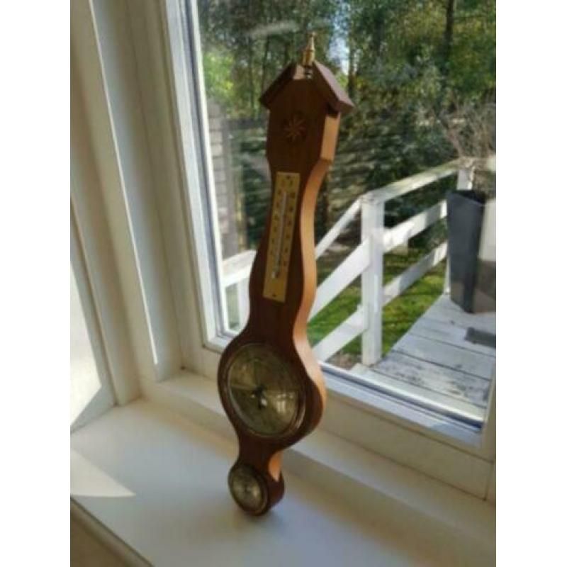 Vintage houten retro barometer