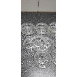12 mooie glazen antieke ster onderzetters bakjes 7,5 cm