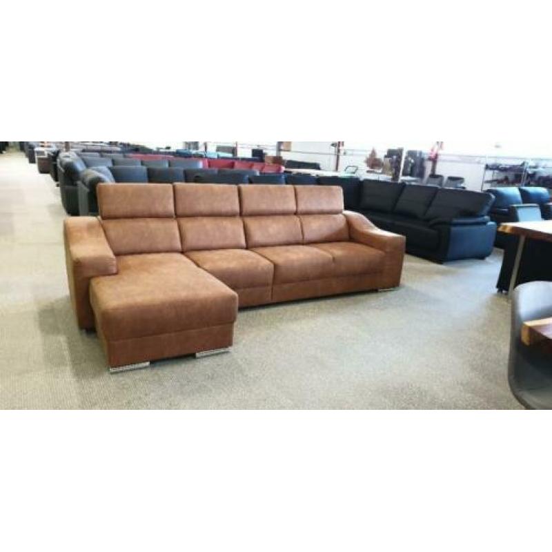 n605 cognac bruin leder hoekbank