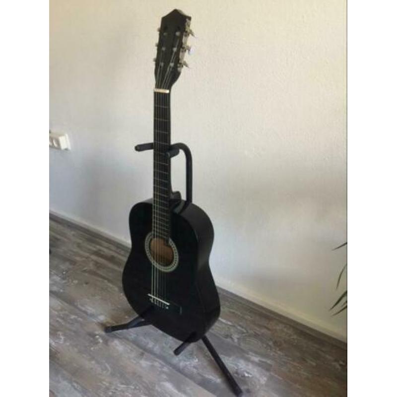 Klassiek gitaar met hose en standaard,