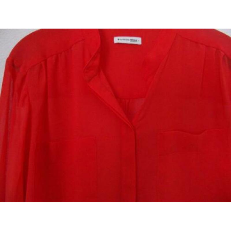 Voille oranje blouse merk Second Female maat L lange mouw