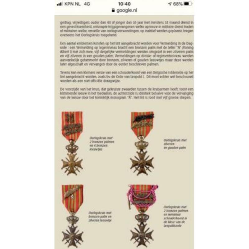 Medaille oorlogskruis 1914 1918 Croix du Guerre ereteken