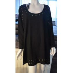 YOEK NIEUW m.label: pracht gitzwarte tuniek m.studs XL 50/52