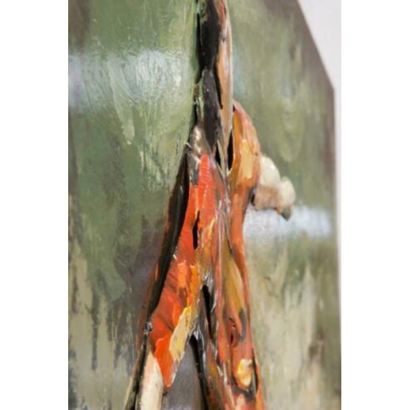 3D Metaal olieverfschilderij. Olieverf schilderij Voetbal.