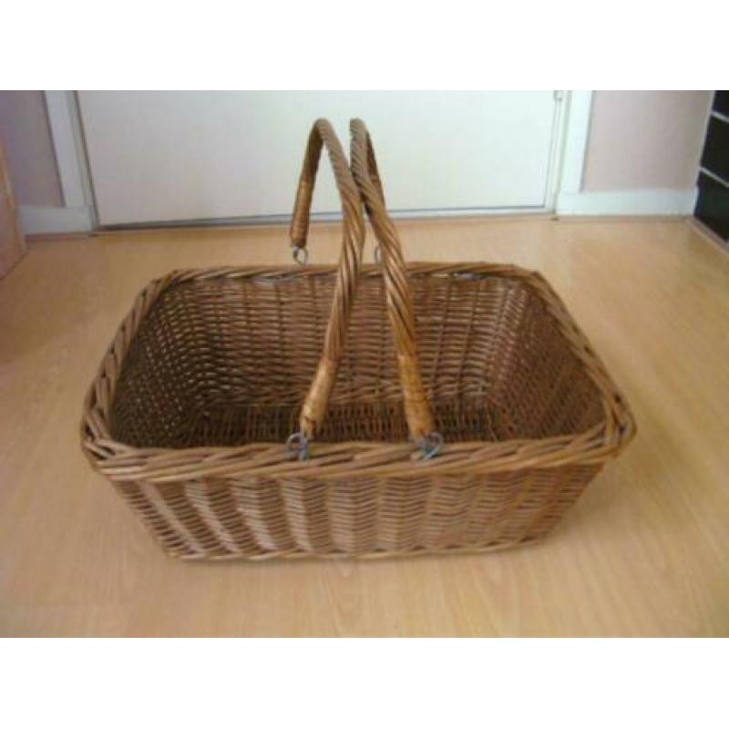 Rieten boodschappenmand, mand met 2 hengsels, rechthoekig