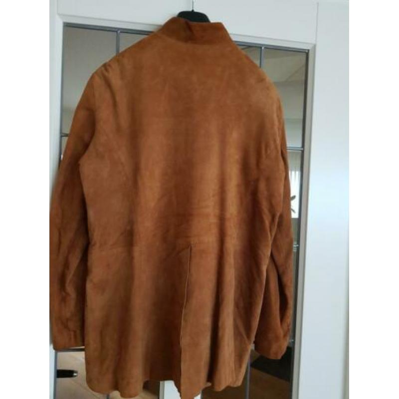 Lange rood/bruine suede jas van Sniffers maat 44