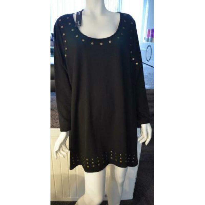 YOEK NIEUW m.label: pracht gitzwarte tuniek m.studs XL 50/52