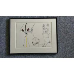 Rachid Ben Ali - Inkttekening op papier (ingelijst)