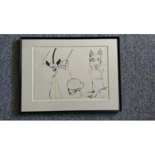 Rachid Ben Ali - Inkttekening op papier (ingelijst)